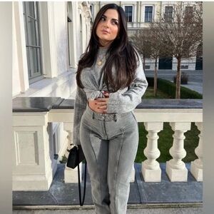 Zara TRF Seamed Straight Jeans